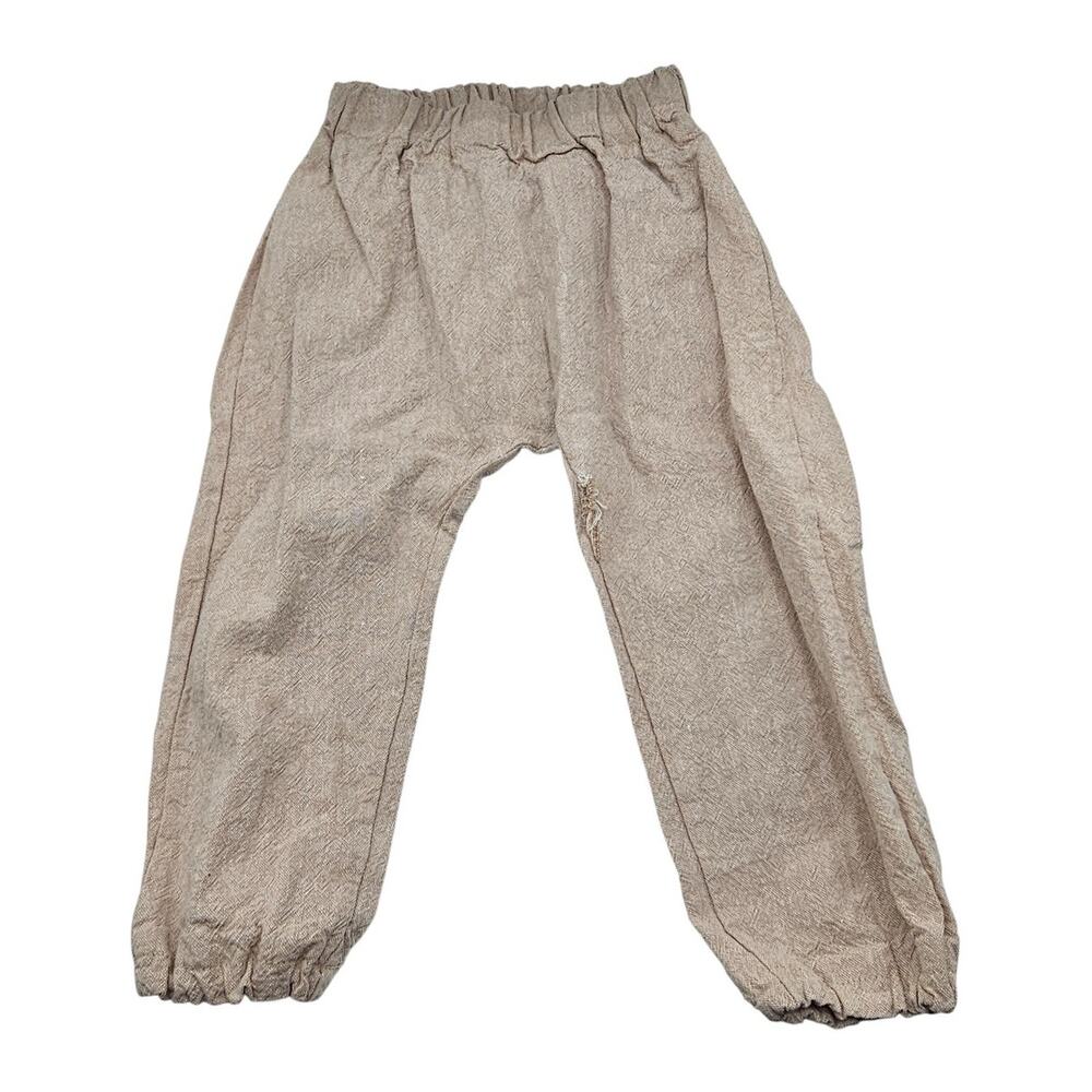 Wee Ones Workshop Baby Sz 12M Pull On Linen Jogger Pants Tan